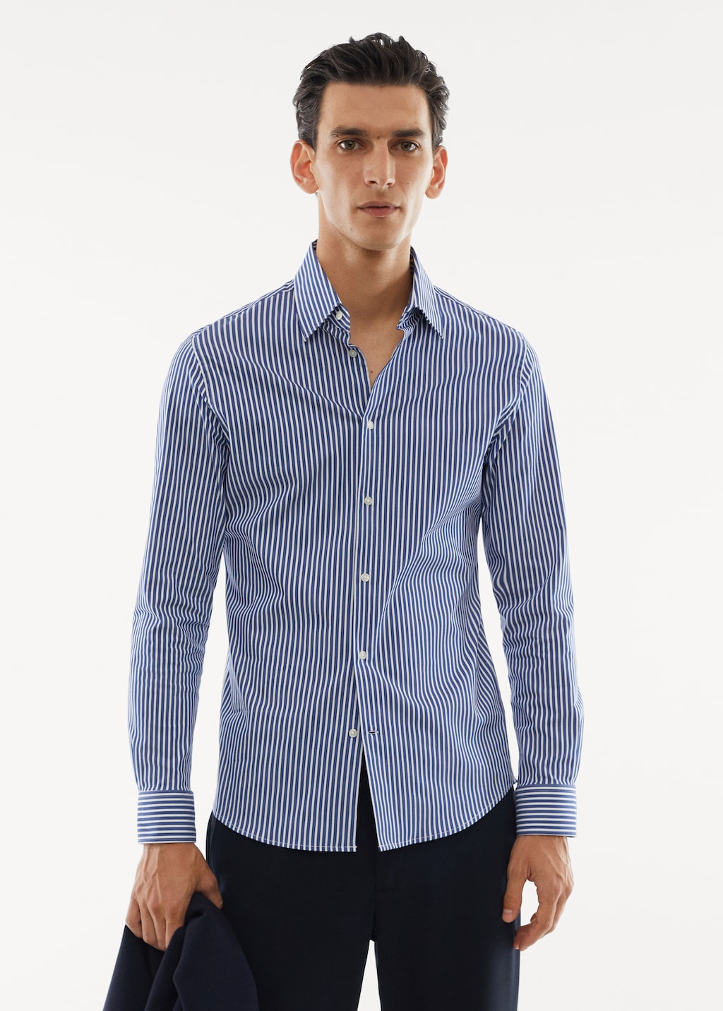 Camisa slim fit rayas tejido strech - Plano medio