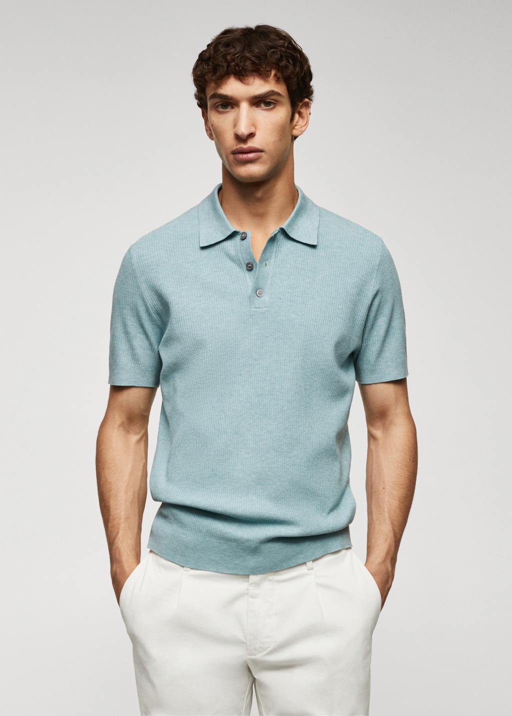 Fine rib-knit polo shirt - Medium plane