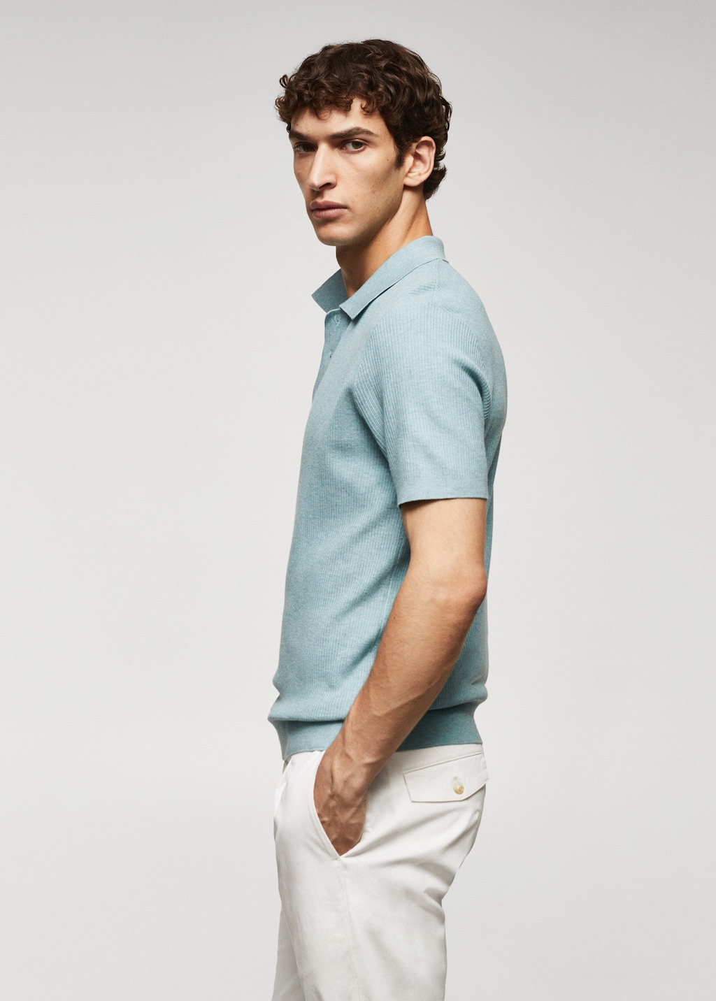 Fine rib-knit polo shirt - Details of the article 2