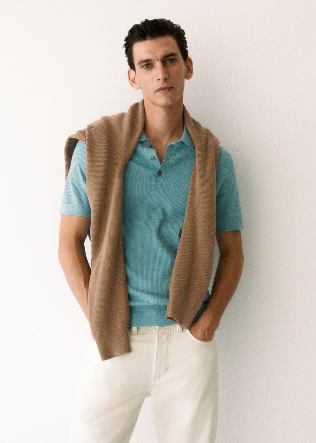 Fine rib-knit polo shirt - Details of the article 5