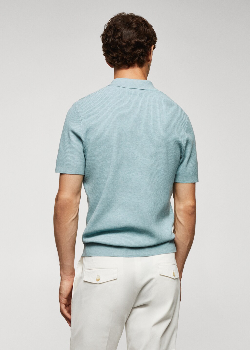 Fine rib-knit polo shirt - Reverse of the article