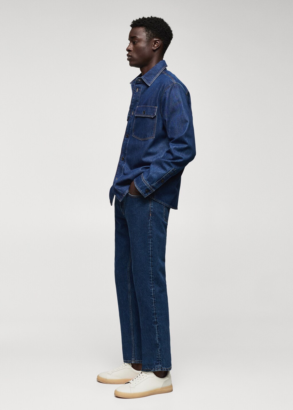 Cotton denim overshirt with pockets - Details of the article 2