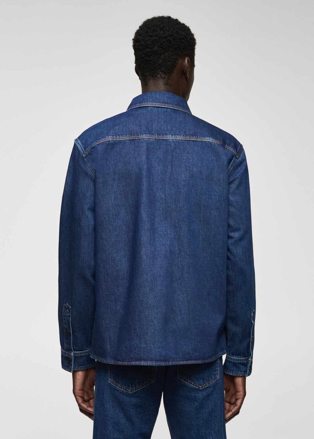 Cotton denim overshirt with pockets - Reverse of the article