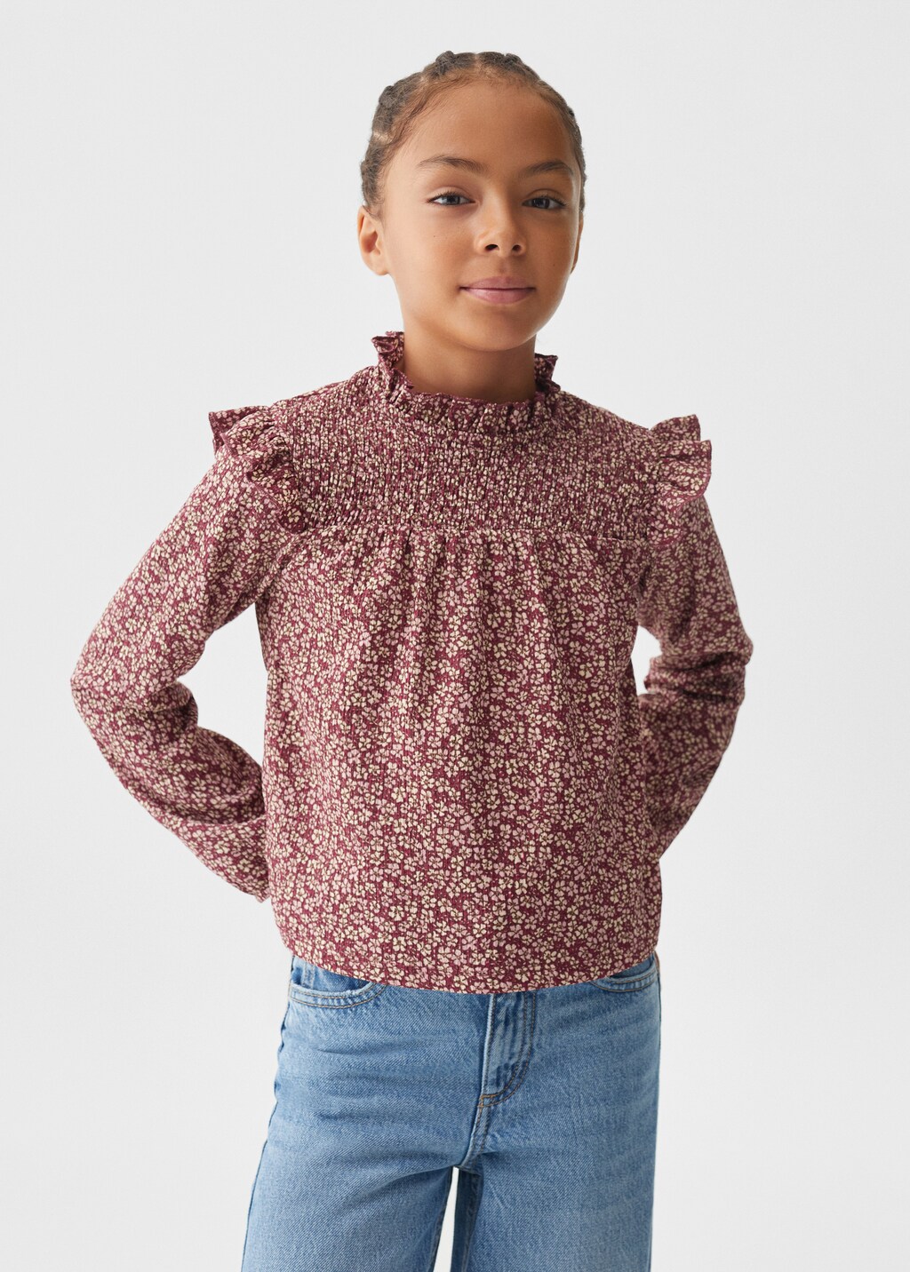 Floral print ruffle t-shirt - Medium plane