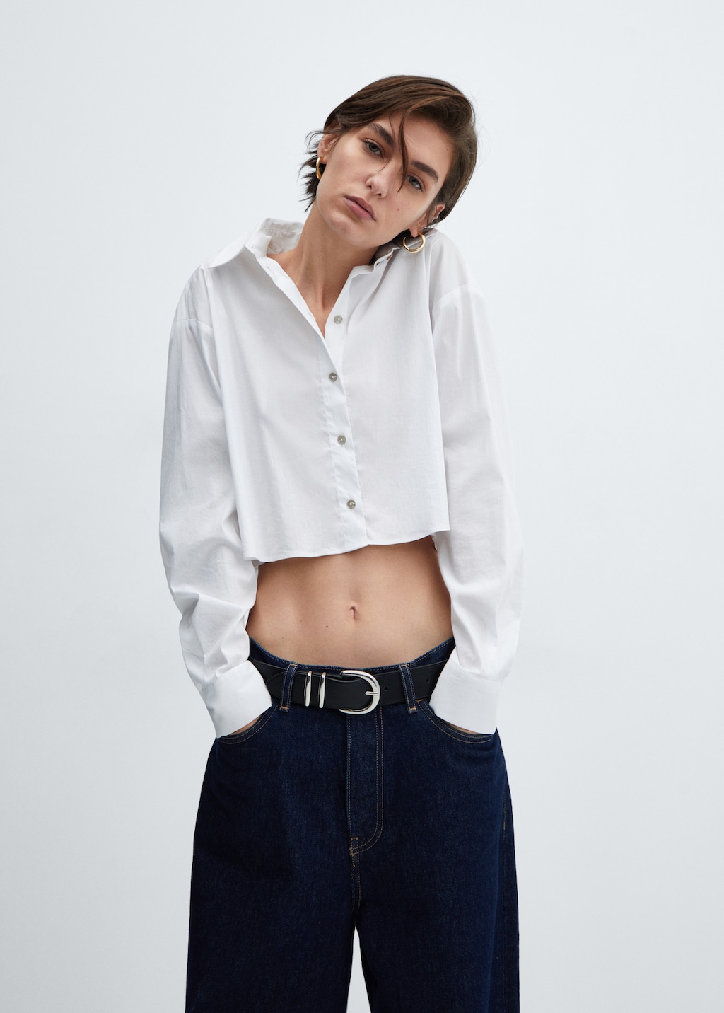 Cropped cotton shirt - Medium plane