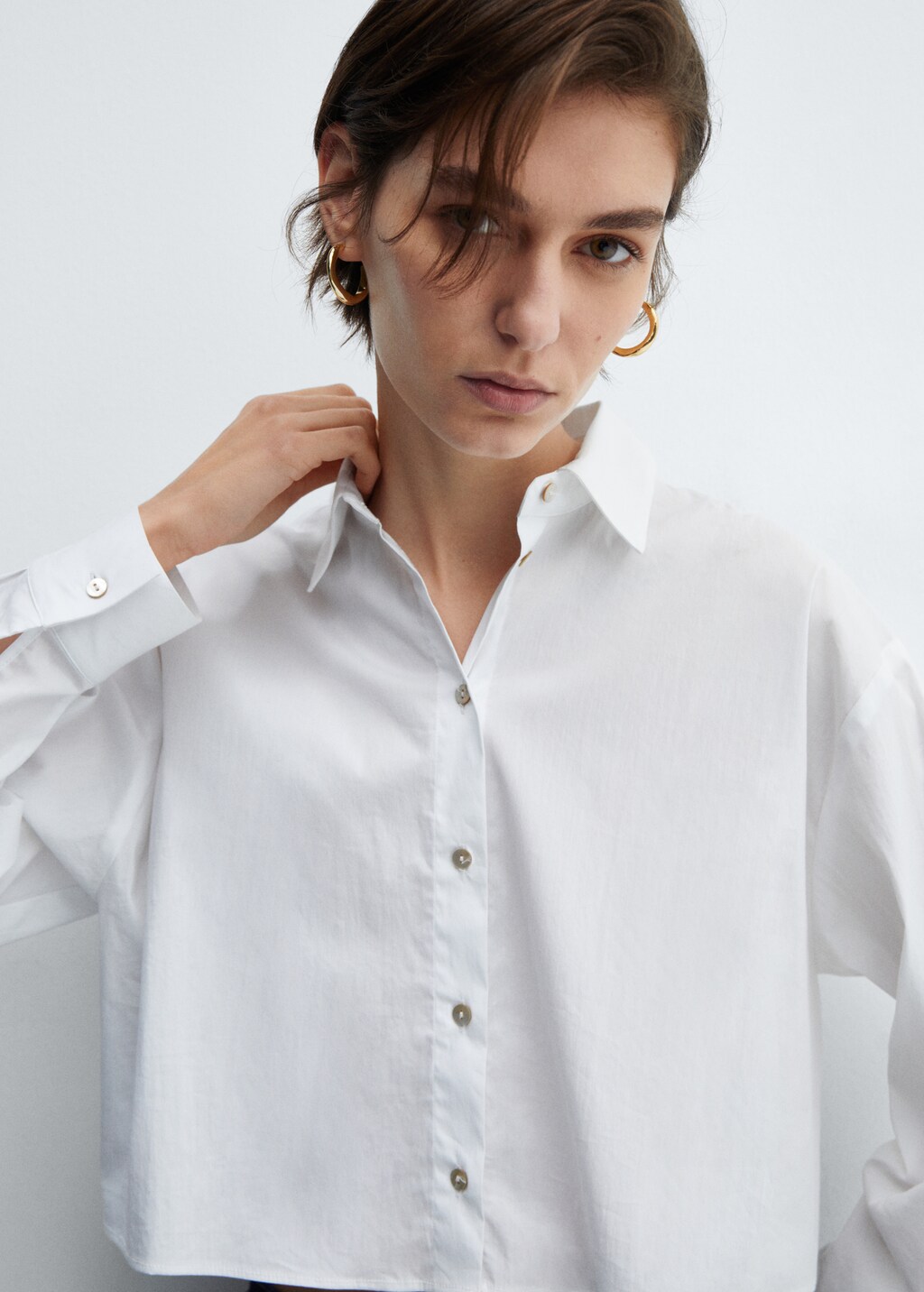 Cropped cotton shirt - Details of the article 1