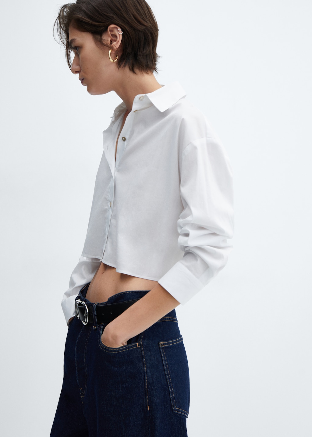 Cropped cotton shirt - Details of the article 2