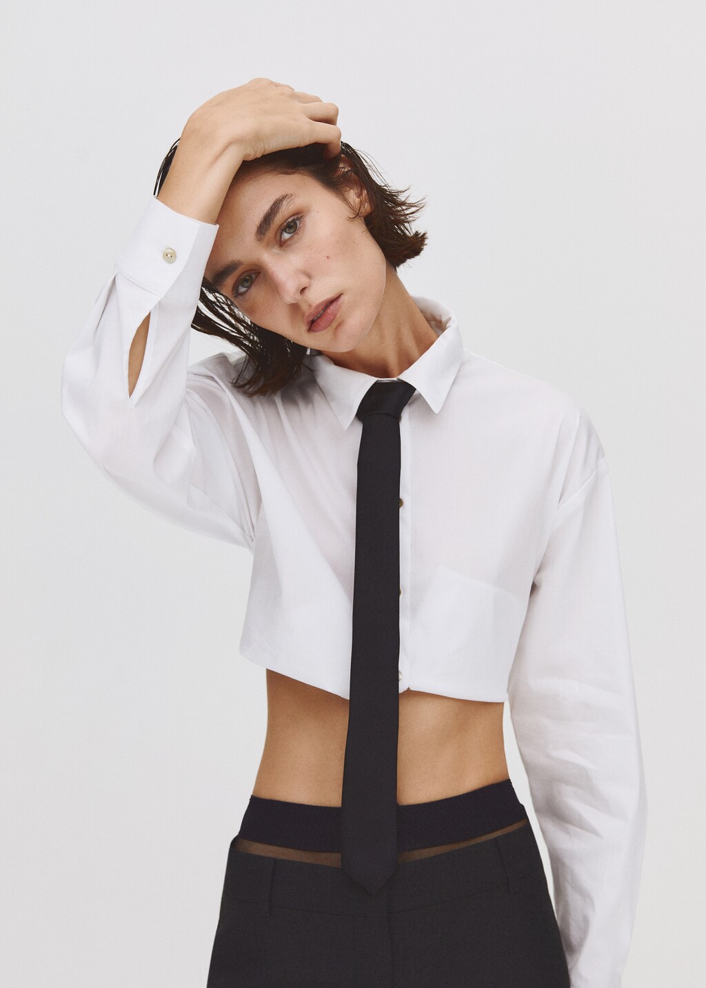 Cropped cotton shirt - Details of the article 6