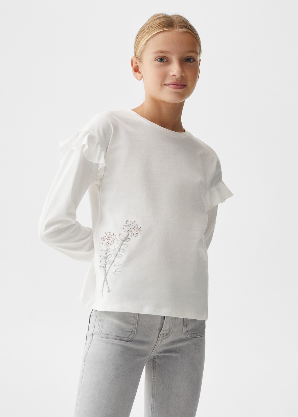 T-shirt manches longues volants - Plan moyen