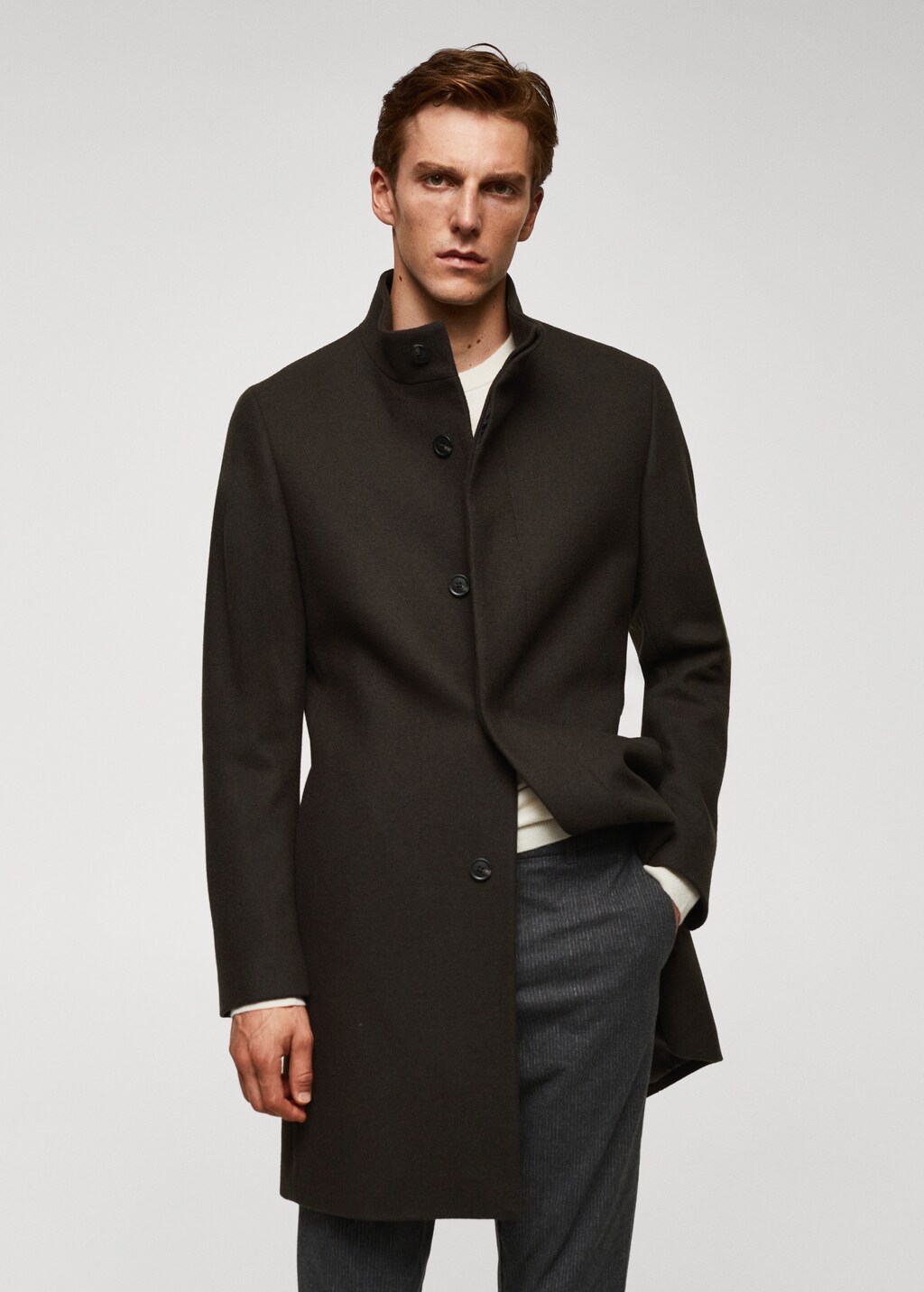 Wool funnel neck coat - Medium plane