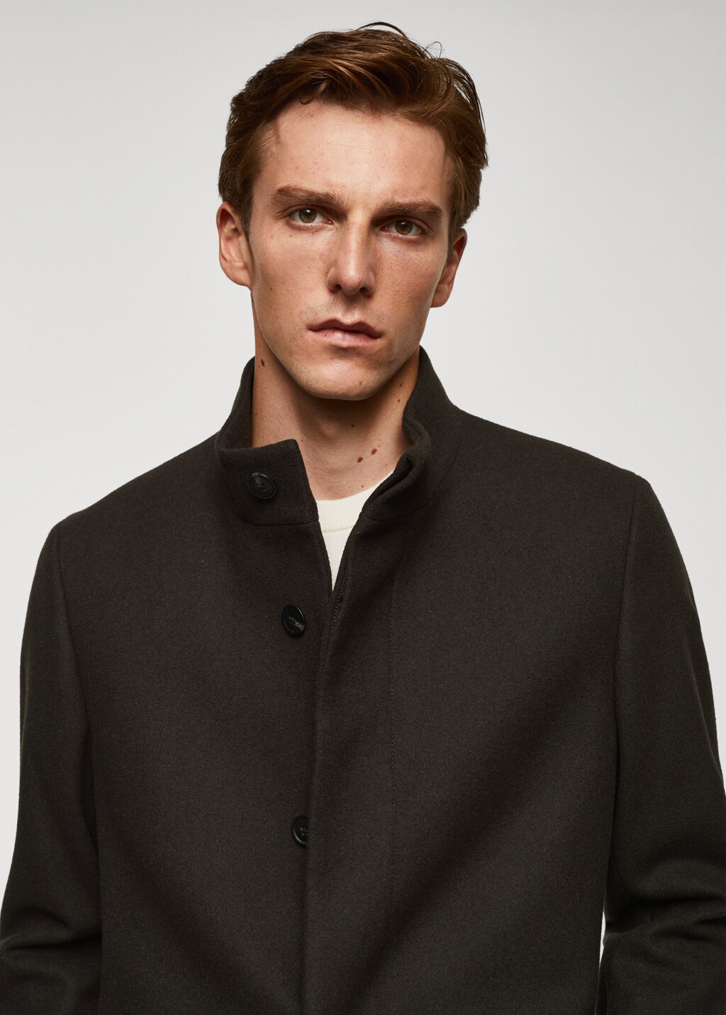 Wool funnel neck coat - Details of the article 1