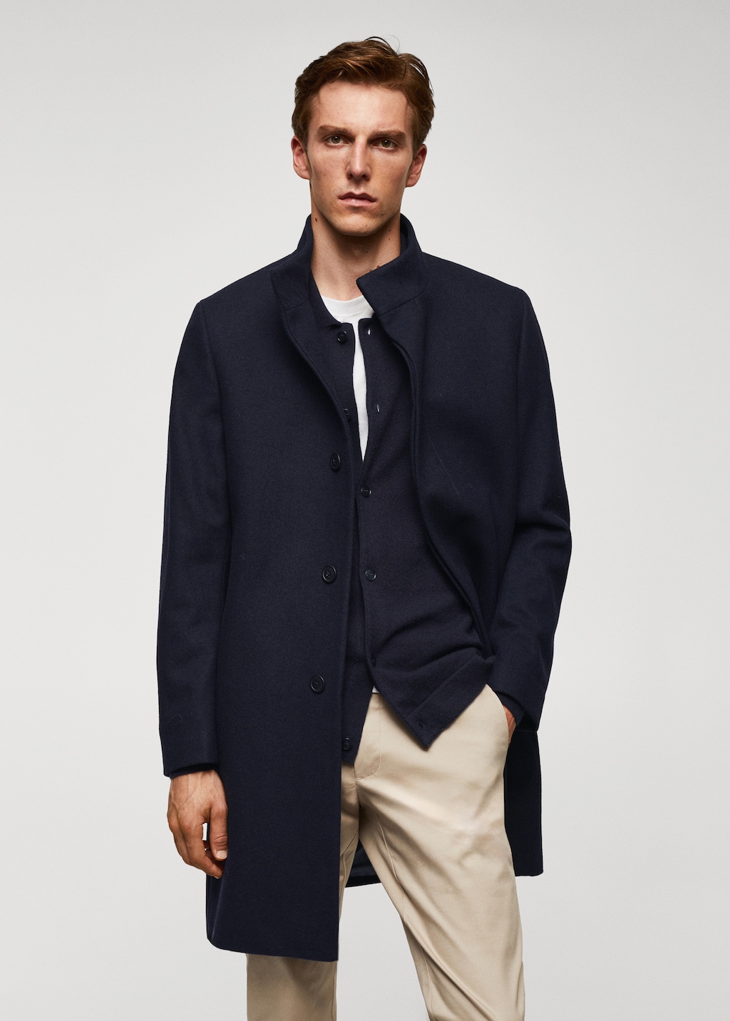 Wool funnel neck coat - Medium plane