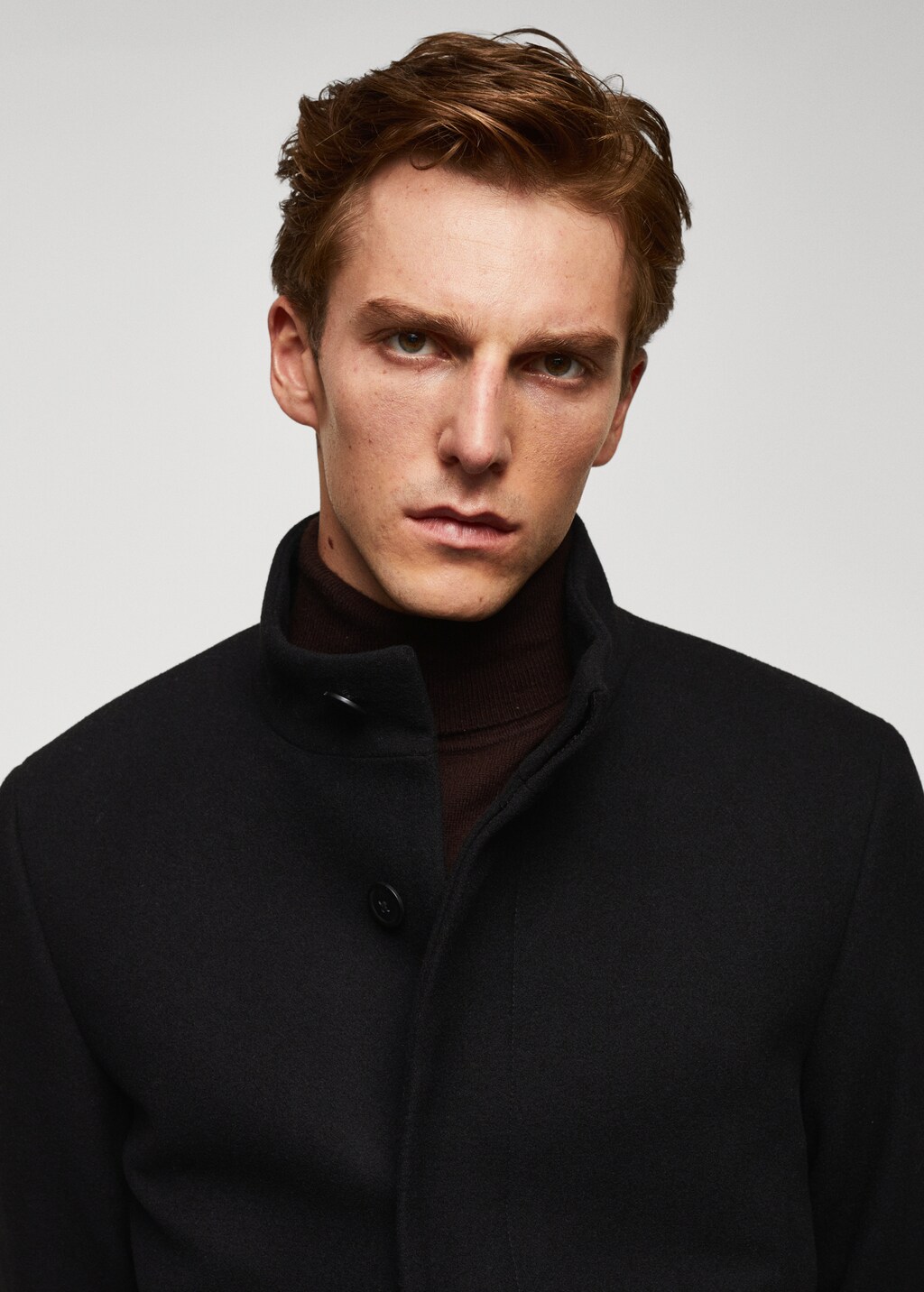 Wool funnel neck coat - Details of the article 1