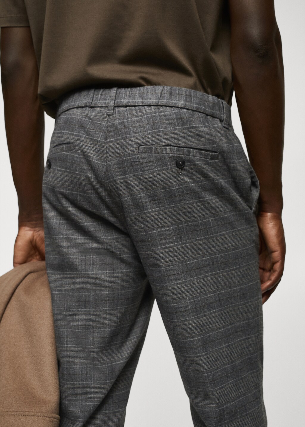 Slim-fit cotton check trousers  - Details of the article 2