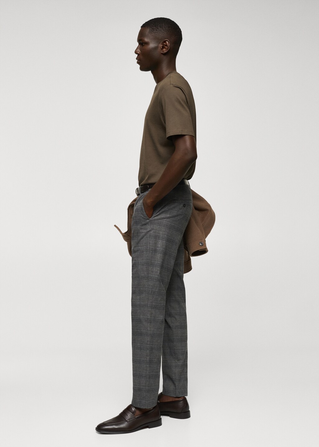 Slim-fit cotton check trousers  - Details of the article 3