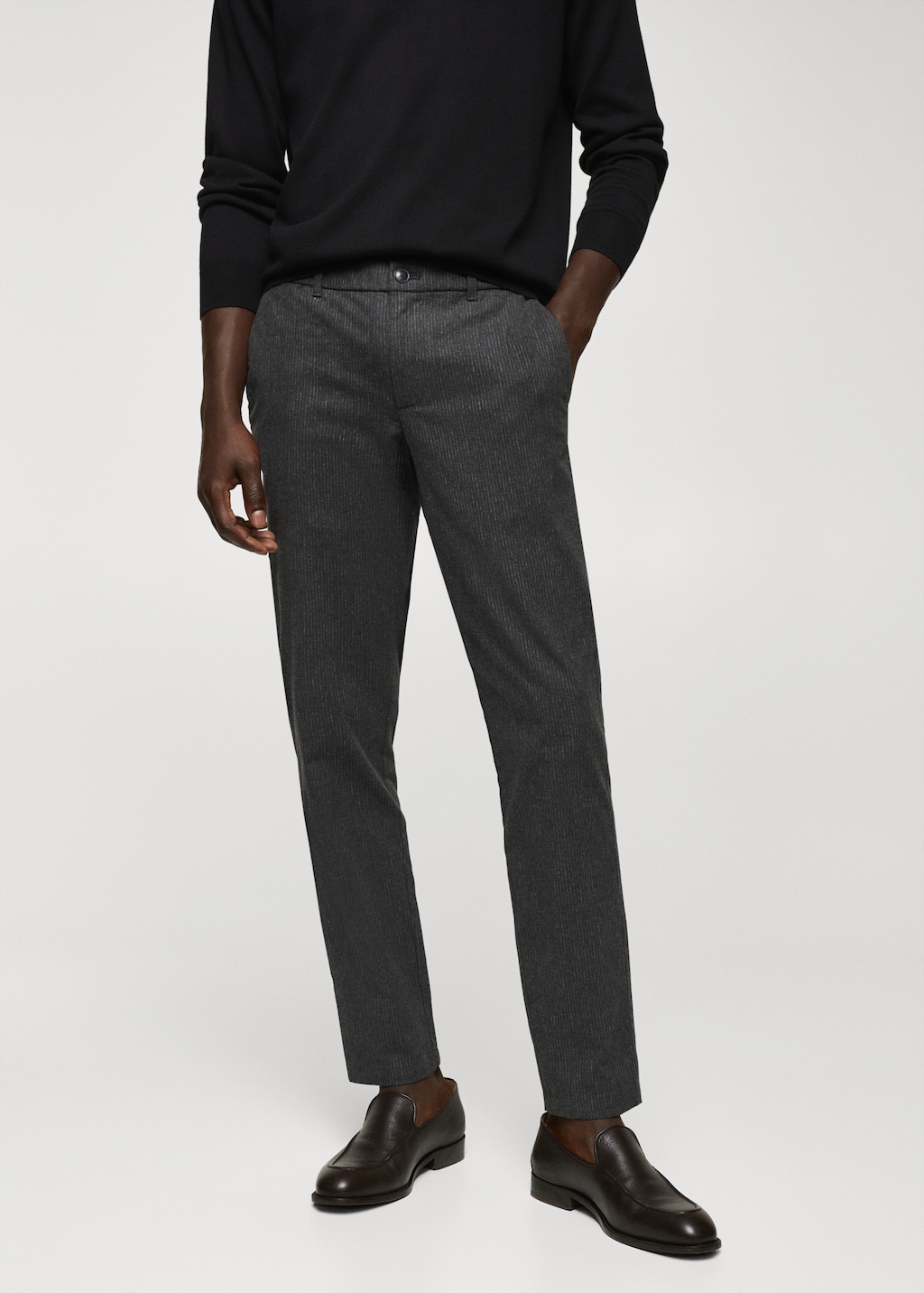 Pinstripe cotton slim-fit trousers - Medium plane