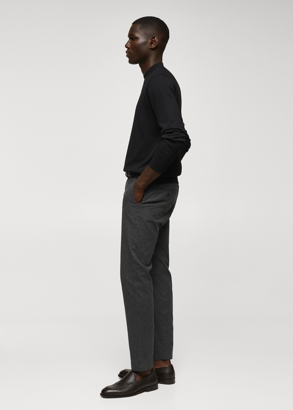 Pinstripe cotton slim-fit trousers - Details of the article 3