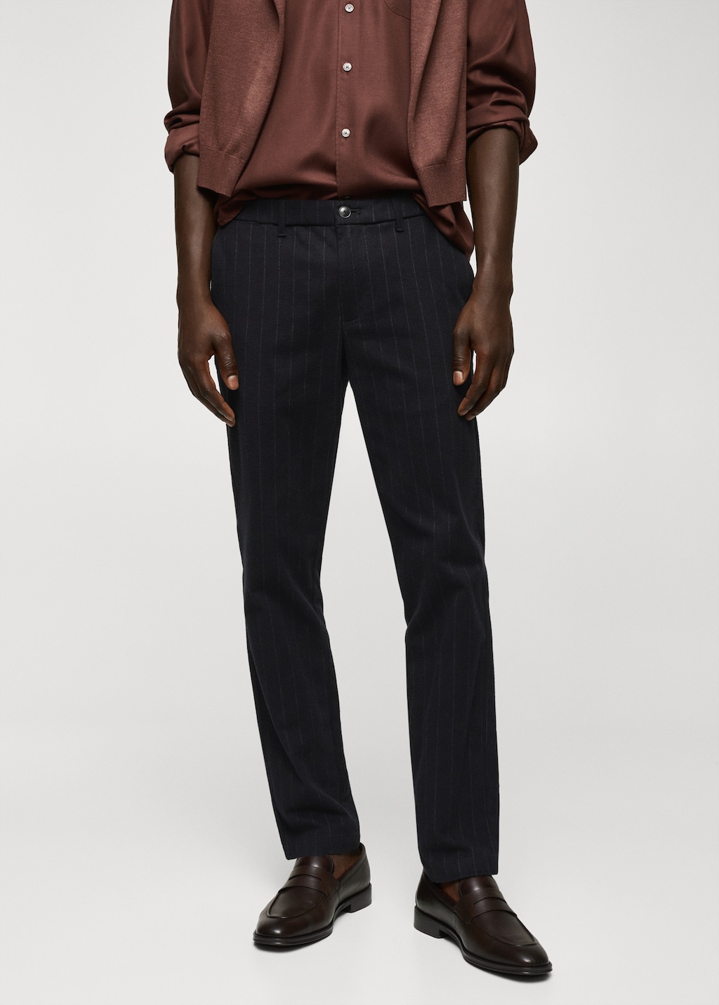 Pinstripe cotton slim-fit trousers - Medium plane