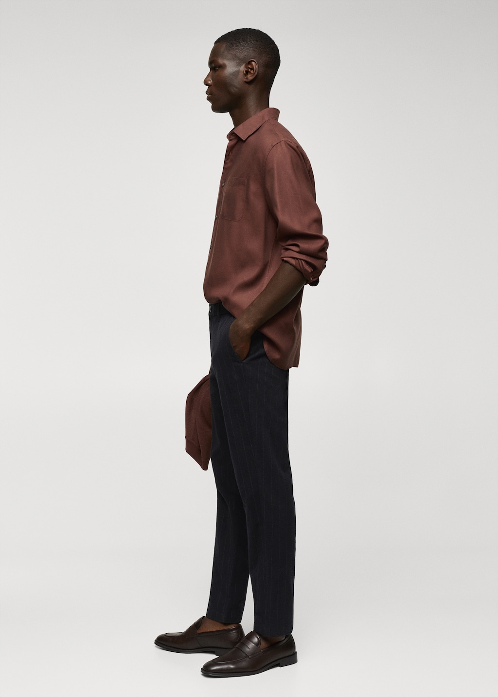 Pinstripe cotton slim-fit trousers - Details of the article 2