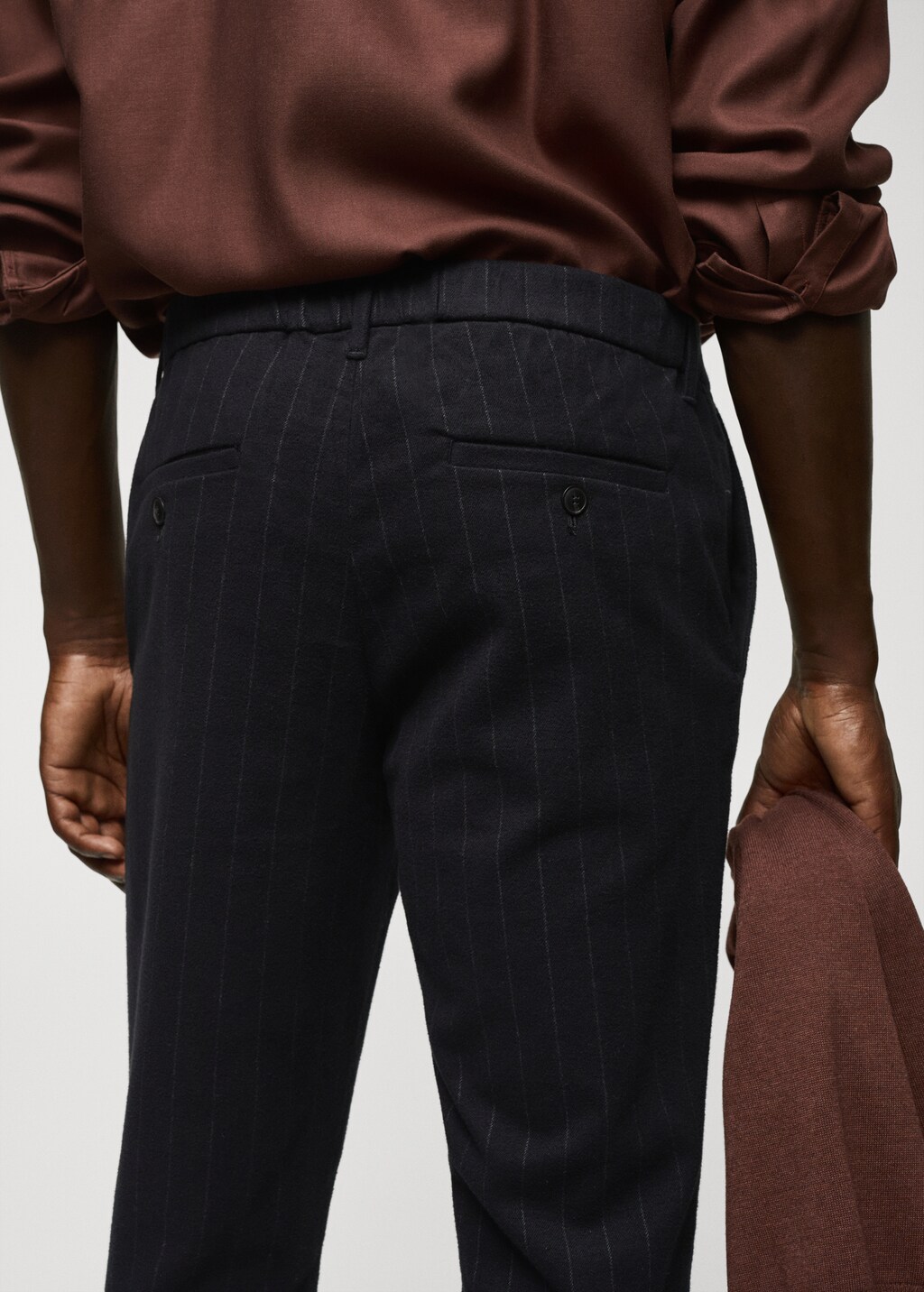 Pinstripe cotton slim-fit trousers - Details of the article 4