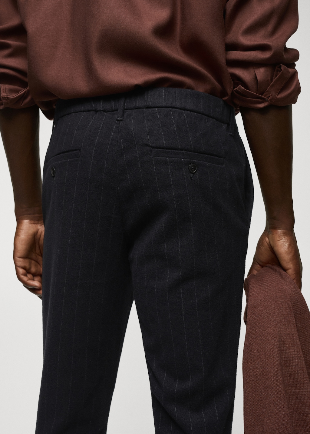 Pinstripe cotton slim-fit trousers - Details of the article 4