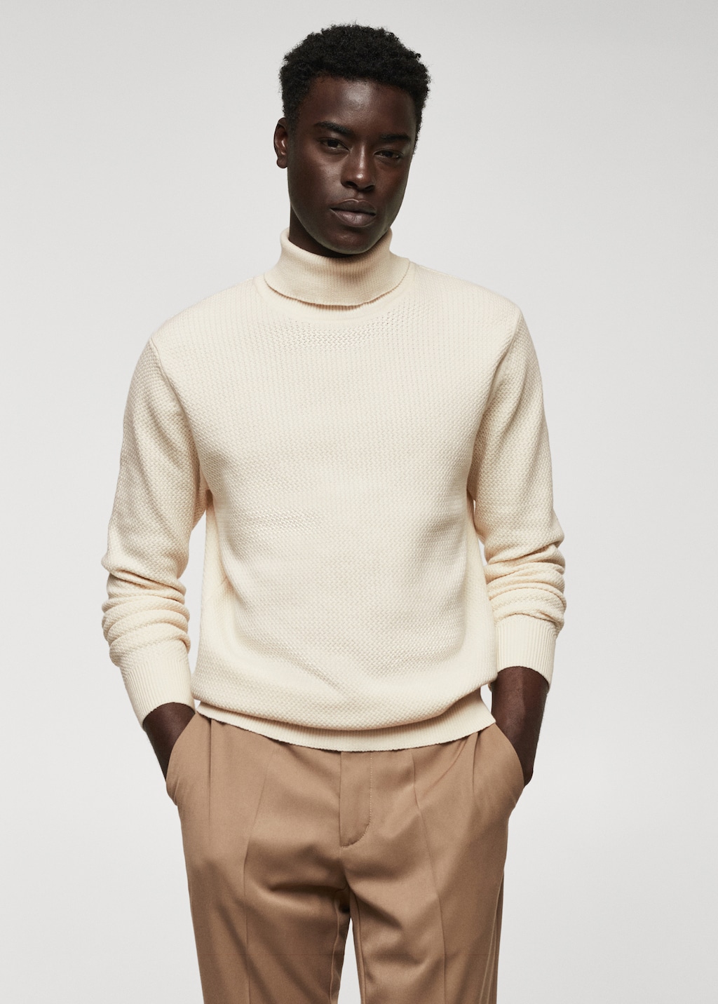 Men's high quality Turtleneck (Cream)