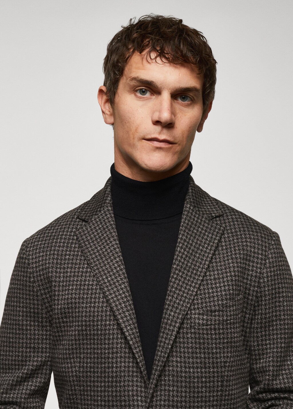 Slim-fit micro-houndstooth jacket - Details of the article 1