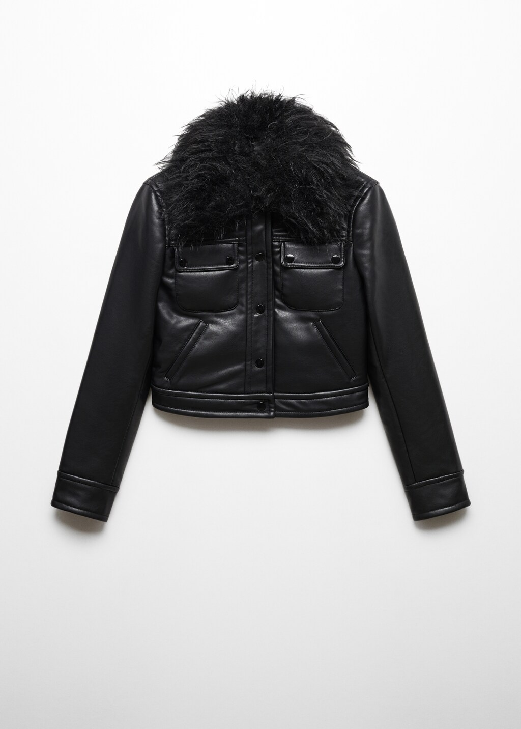 Padded jacket with fur-effect collar - Article without model