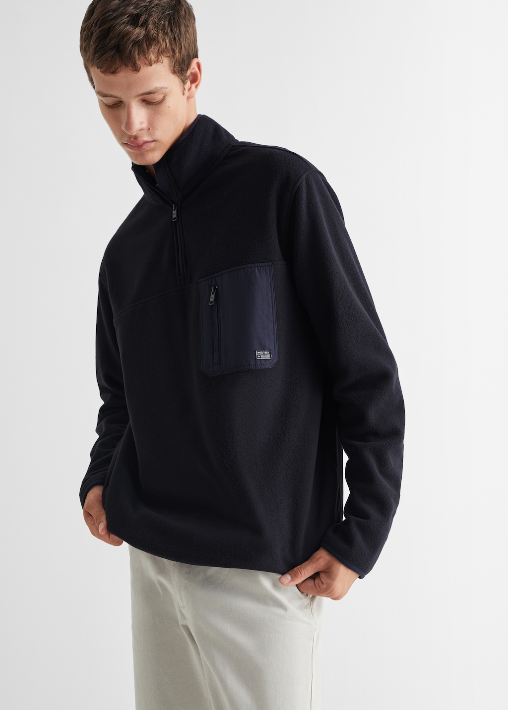 Zip-neck fleece sweatshirt - Medium plane