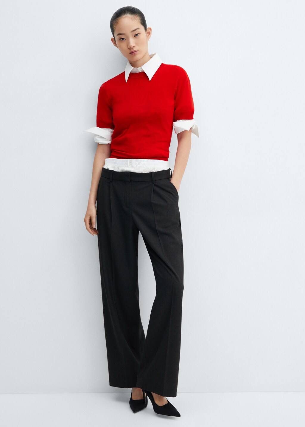 Double-waist straight trousers - Details of the article 2