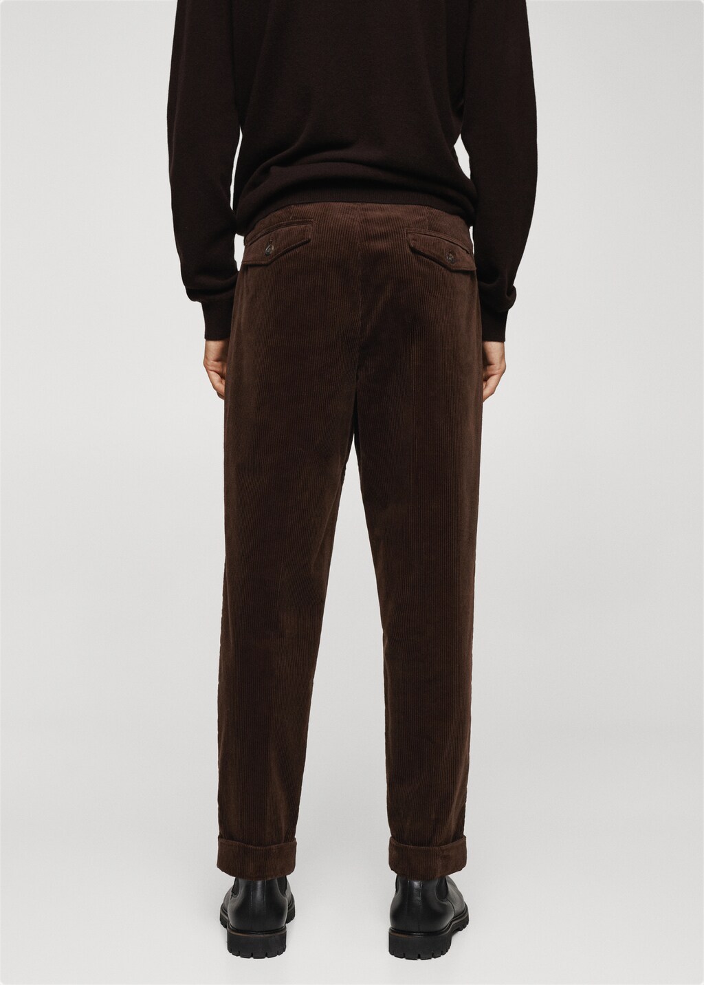 Regular fit corduroy cotton trousers - Reverse of the article