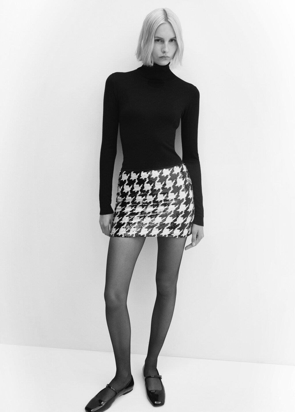 Houndstooth sequined skirt - Details of the article 2