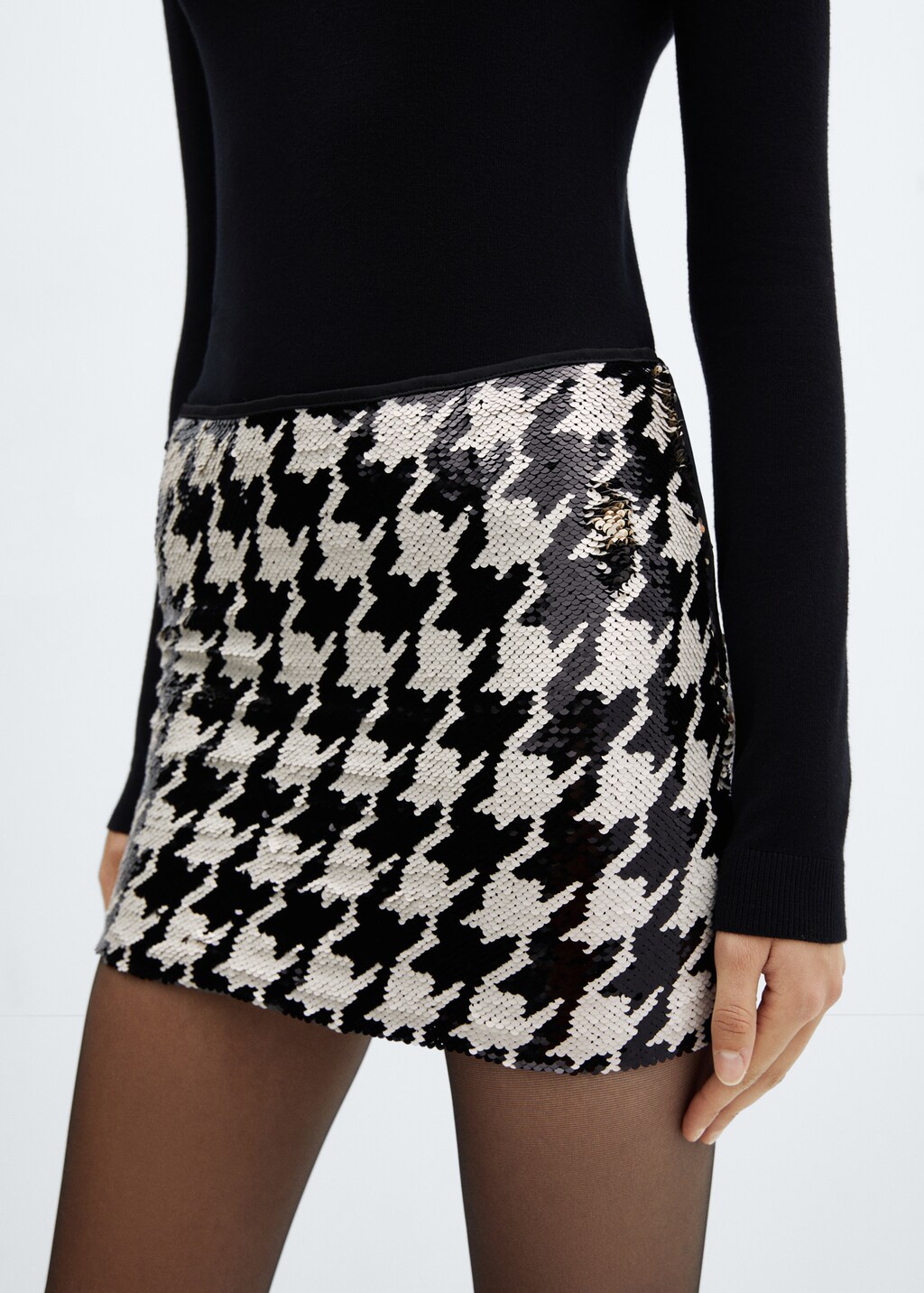 Houndstooth sequined skirt - Details of the article 6