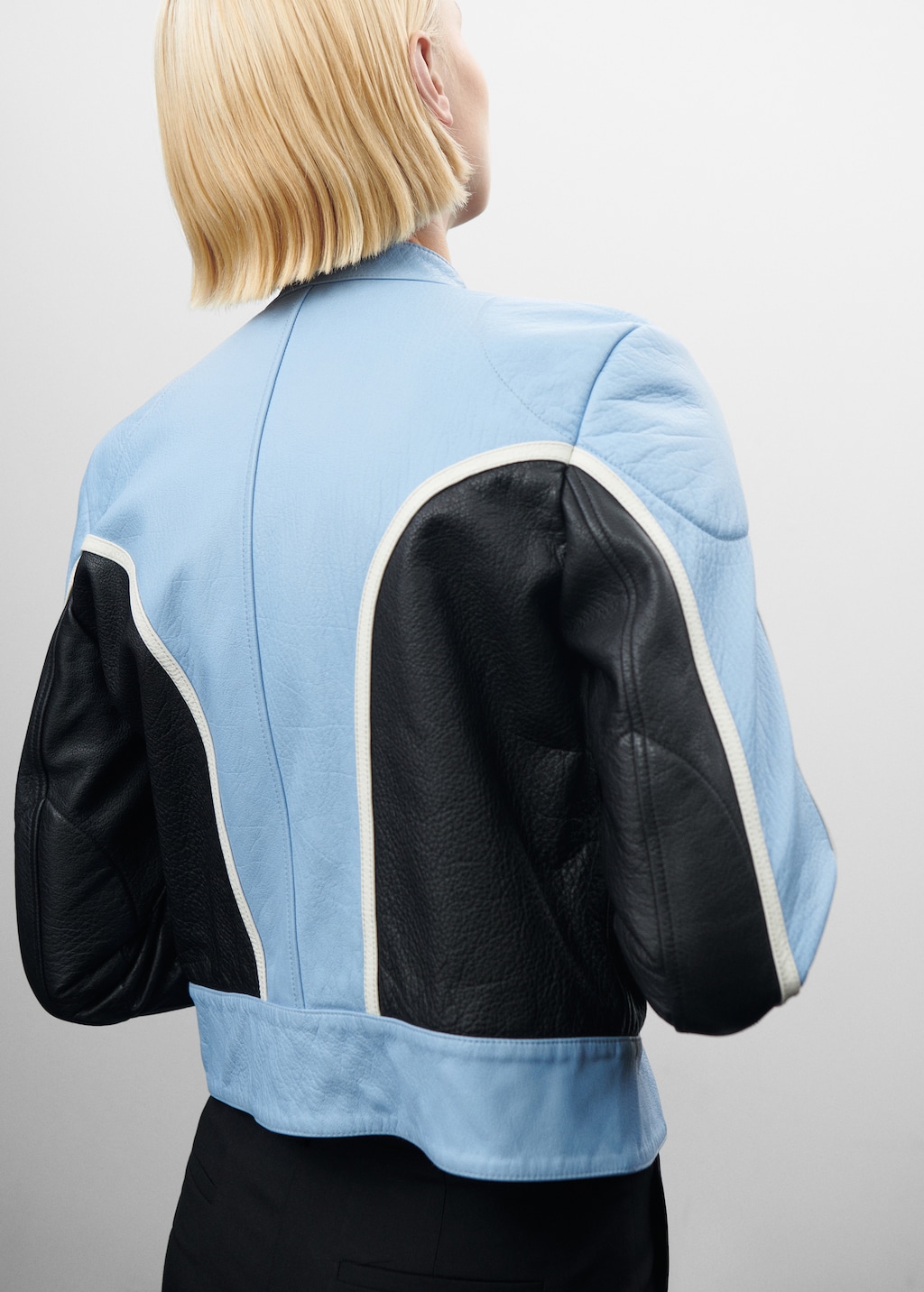 Contrast leather biker jacket - Details of the article 6