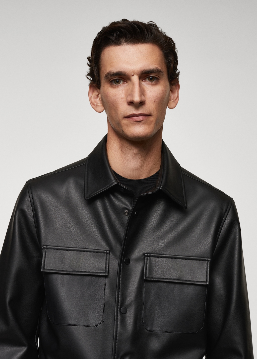 Leather-effect overshirt - Details of the article 1