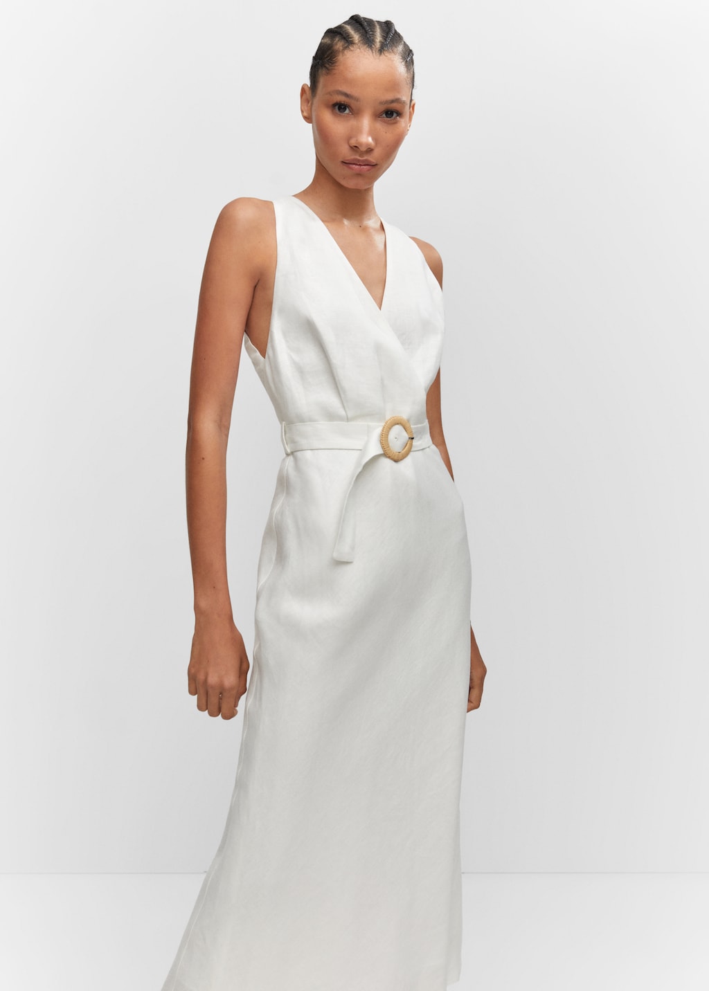 Belt linen dress - Medium plane