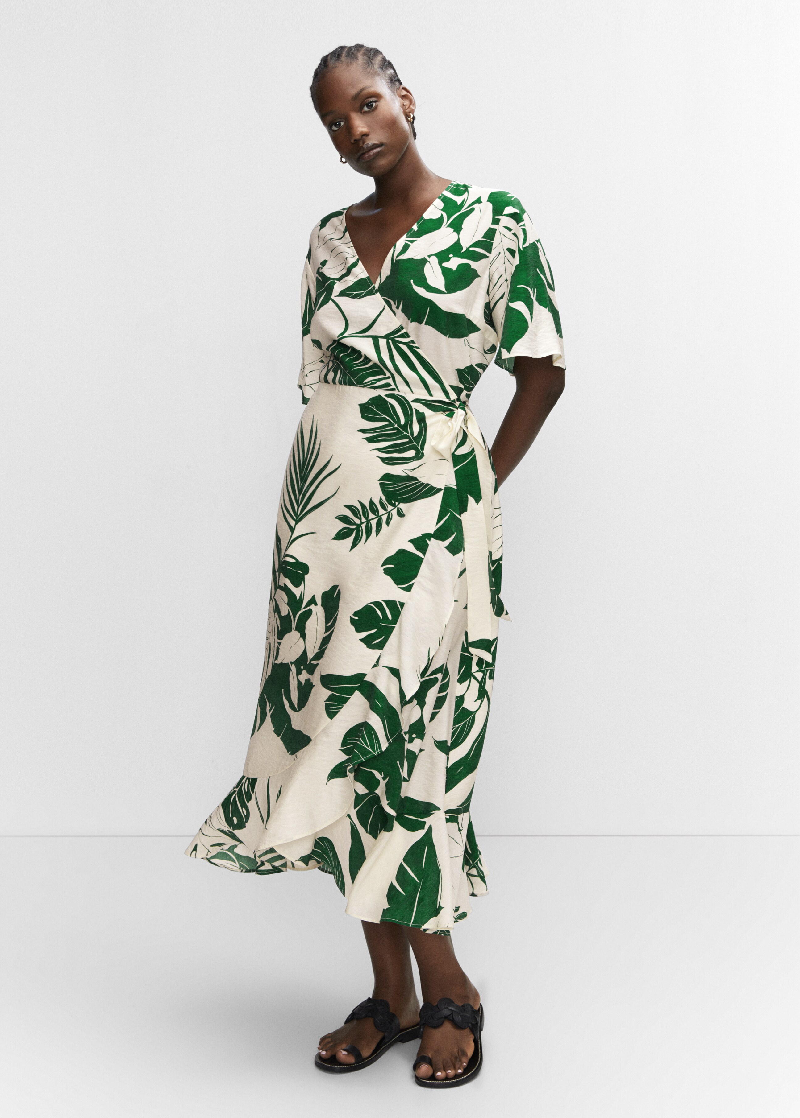 Printed wrap dress with ruffle  - Details of the article 3