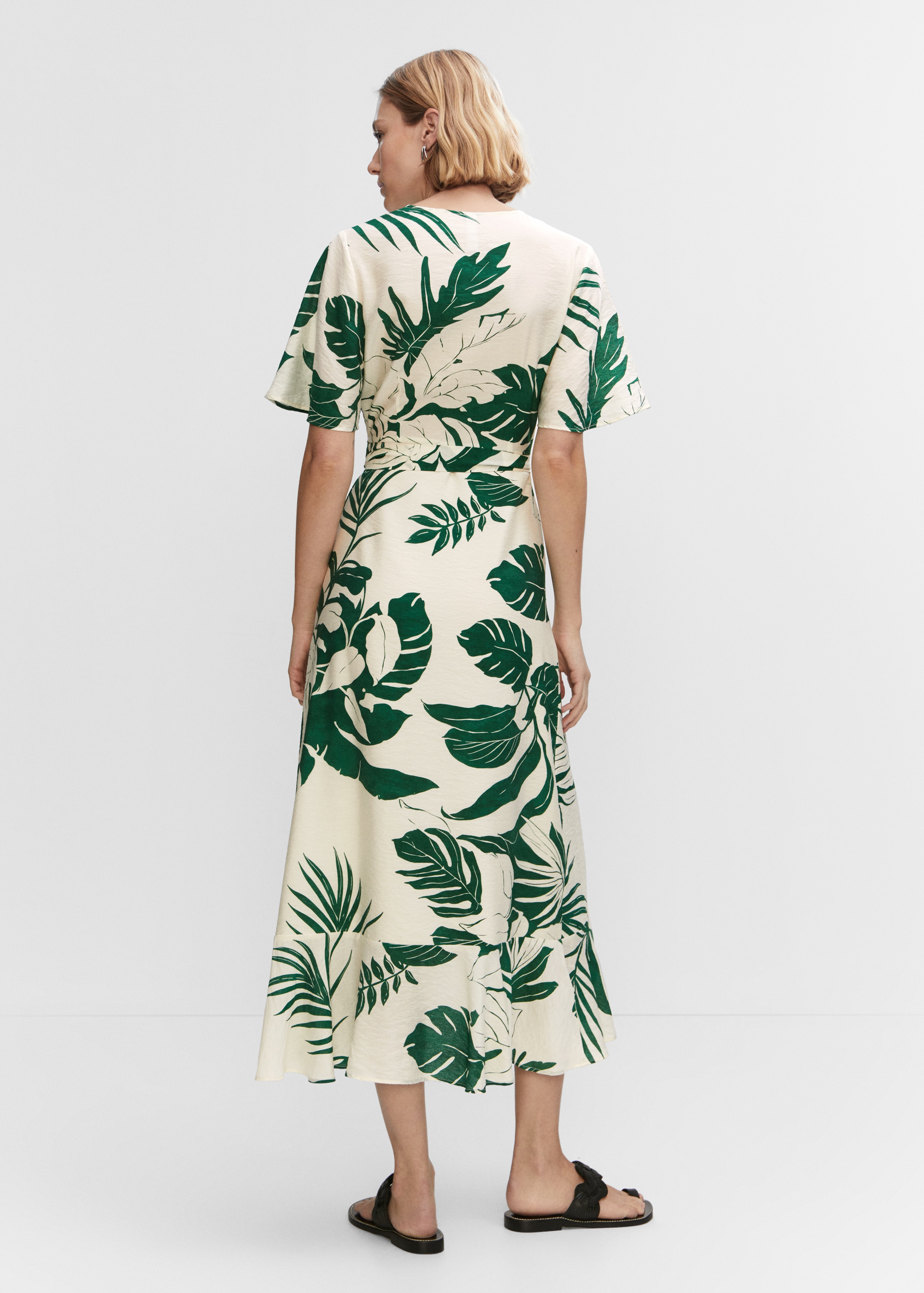 Printed wrap dress with ruffle  - Reverse of the article