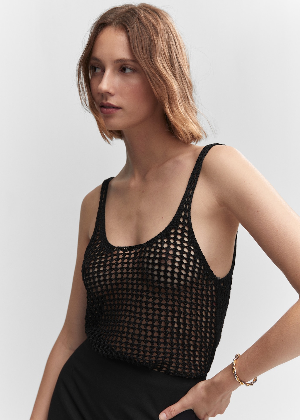 Openwork knitted lurex top - Details of the article 1