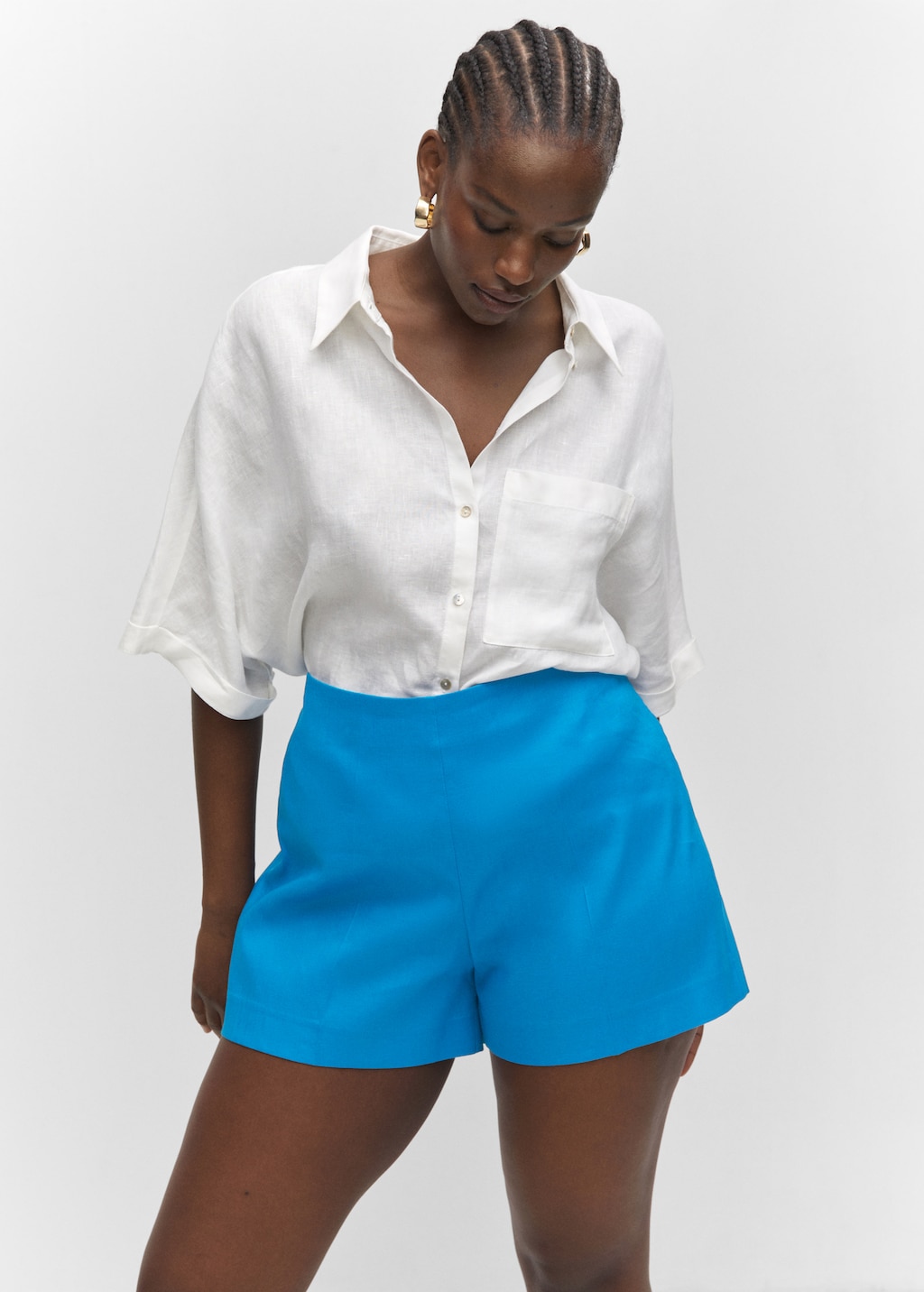 High-waist linen shorts - Details of the article 5