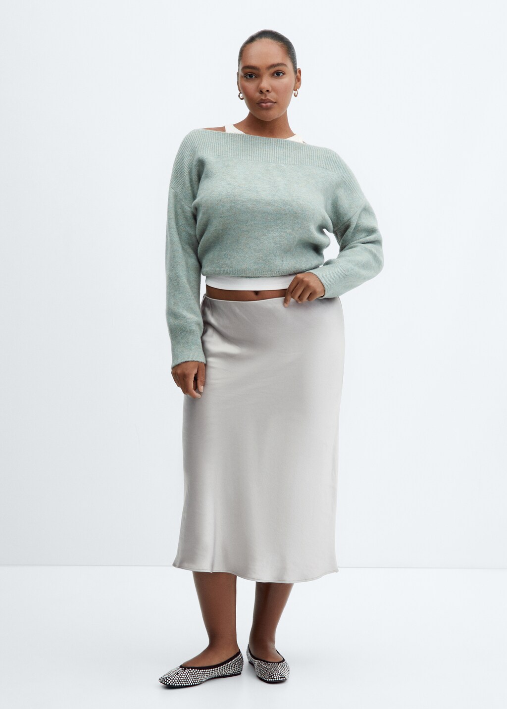 Midi satin skirt - Details of the article 3