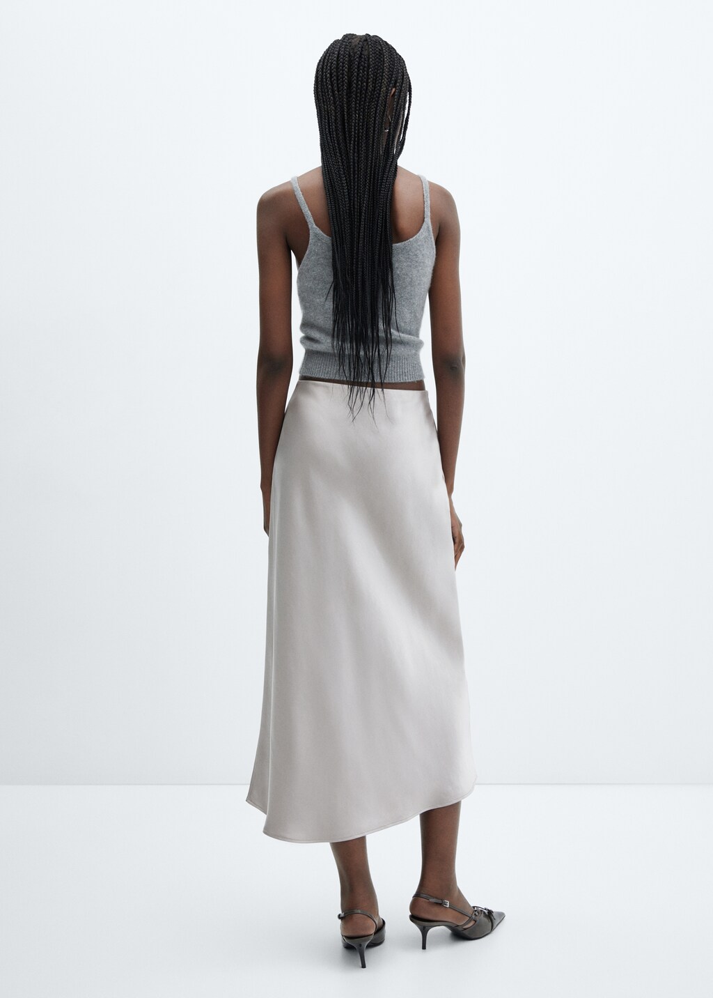 Midi satin skirt - Reverse of the article