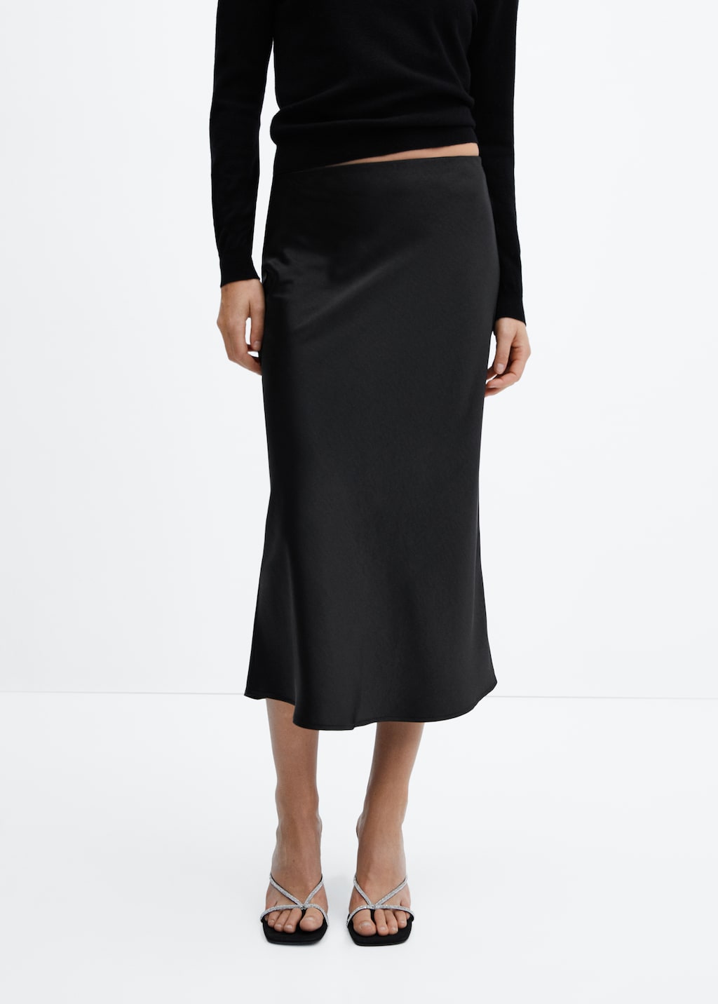 Midi satin skirt - Medium plane