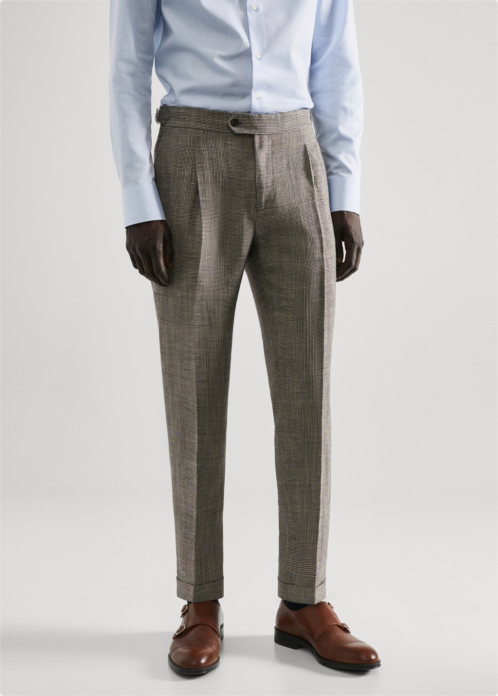 Check linen suit trousers - Medium plane