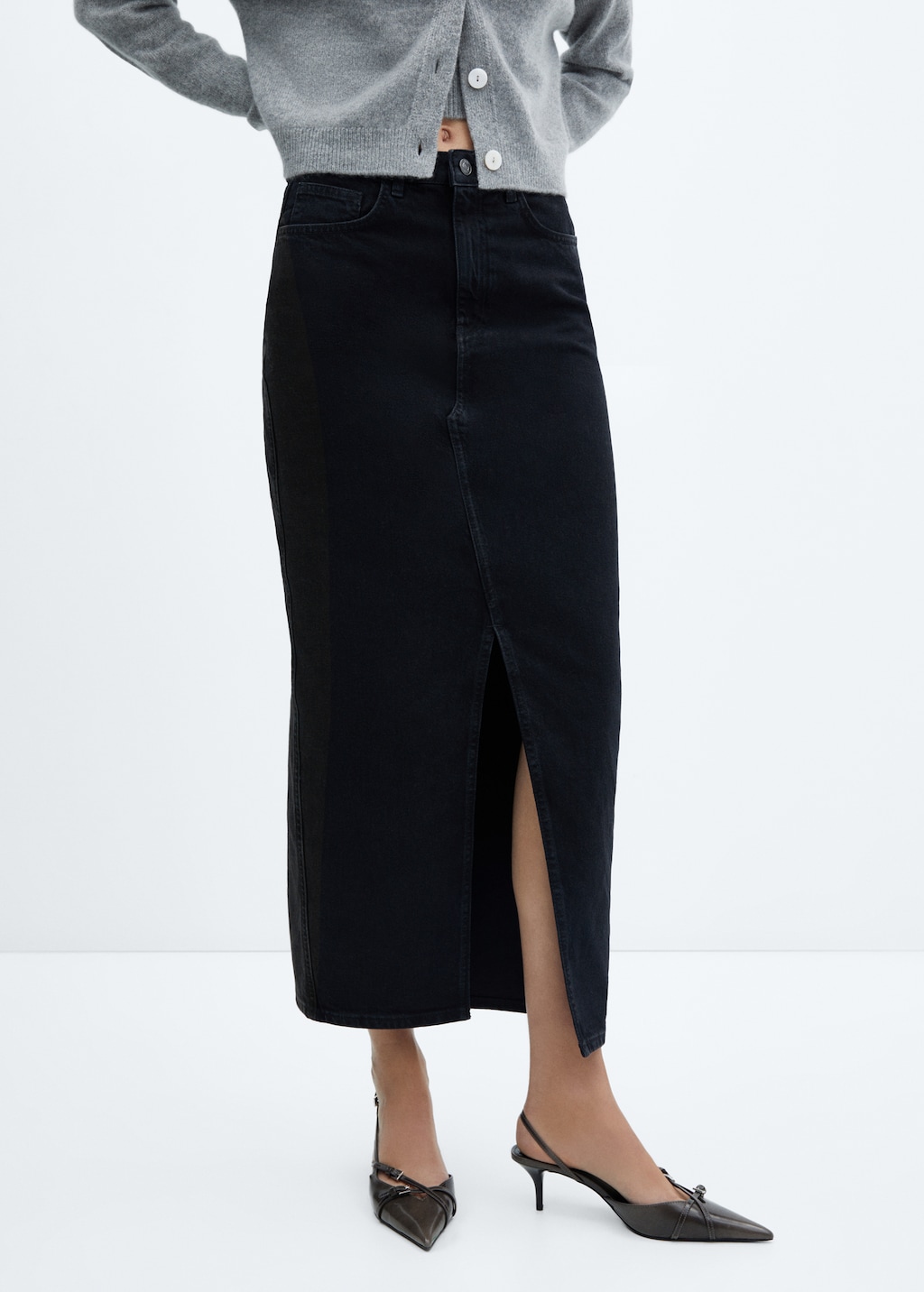 Slit denim skirt - Medium plane