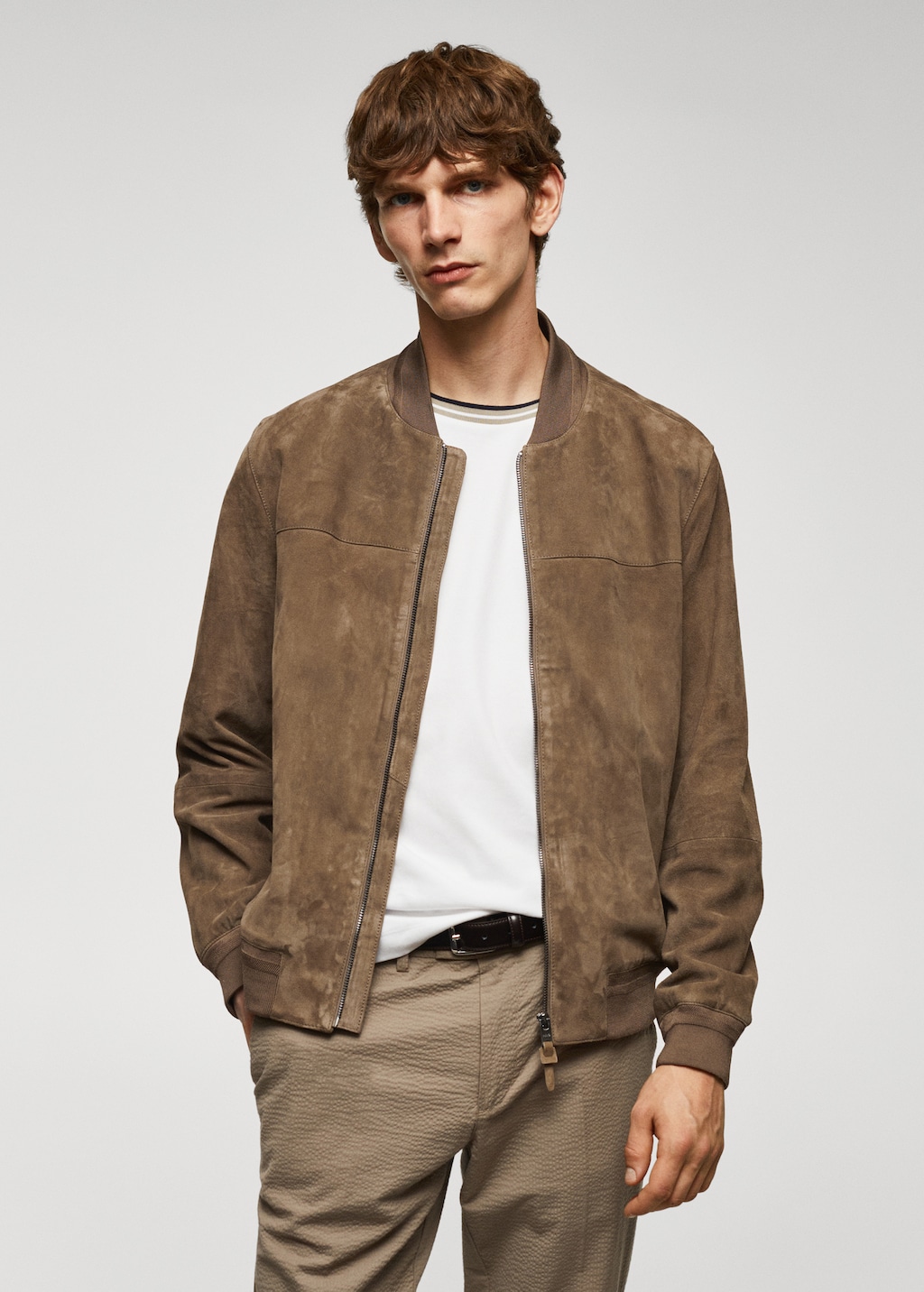 Blouson bomber cuir - Plan moyen