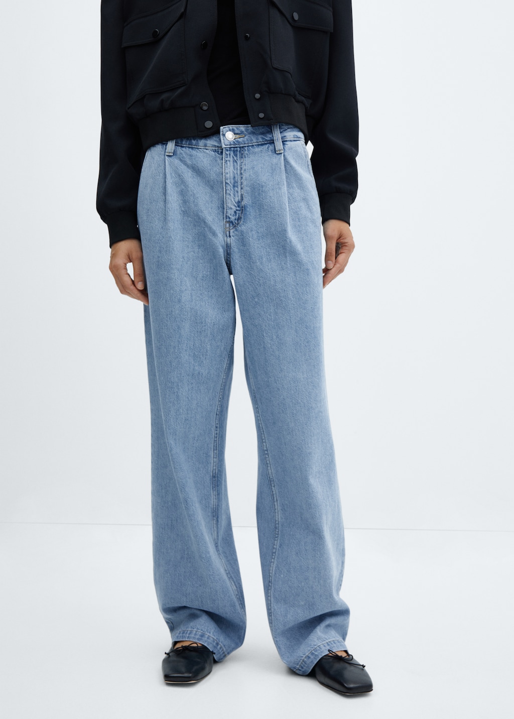 Straight pleated jeans - Medium plane