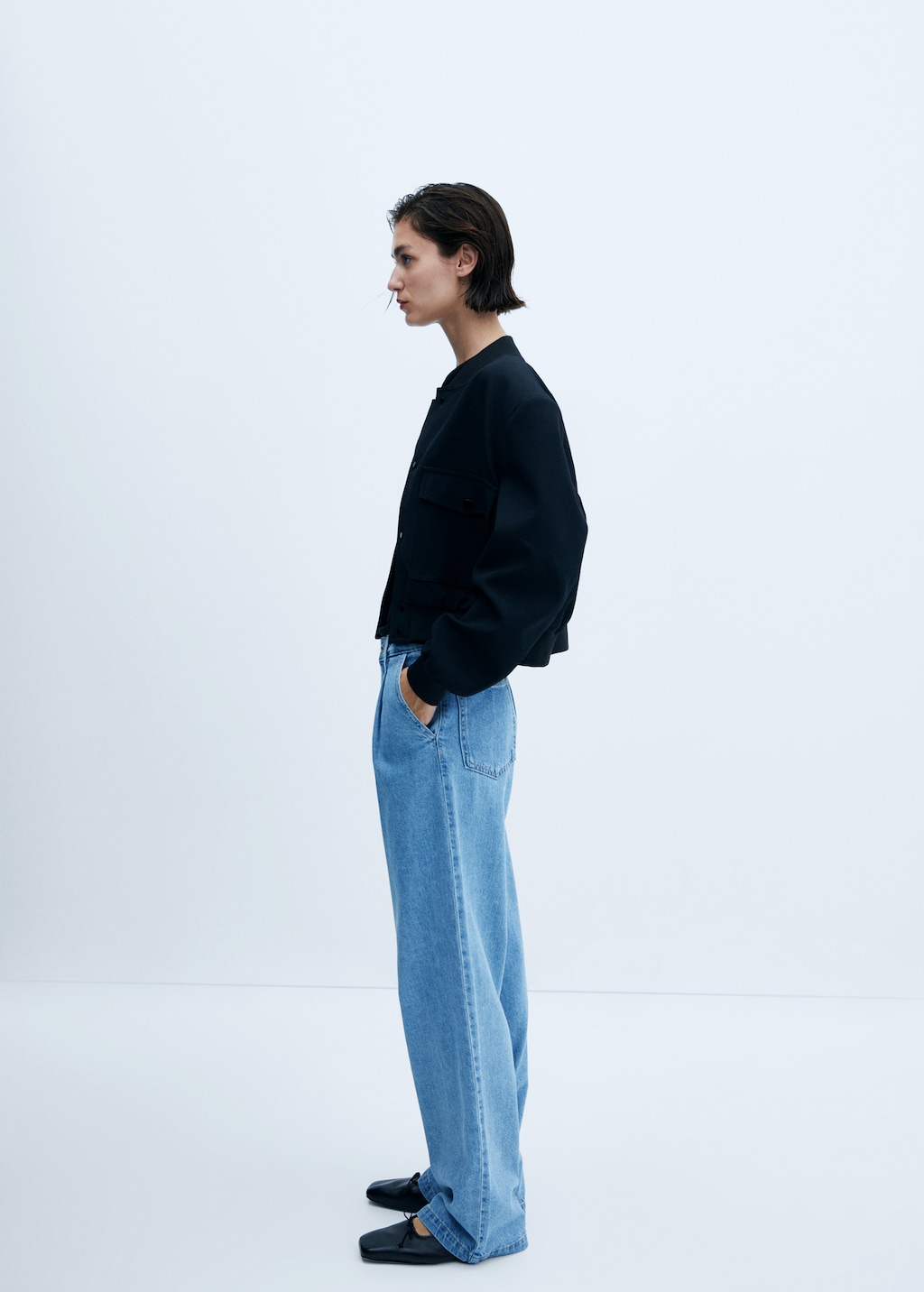 Straight pleated jeans - Details of the article 2