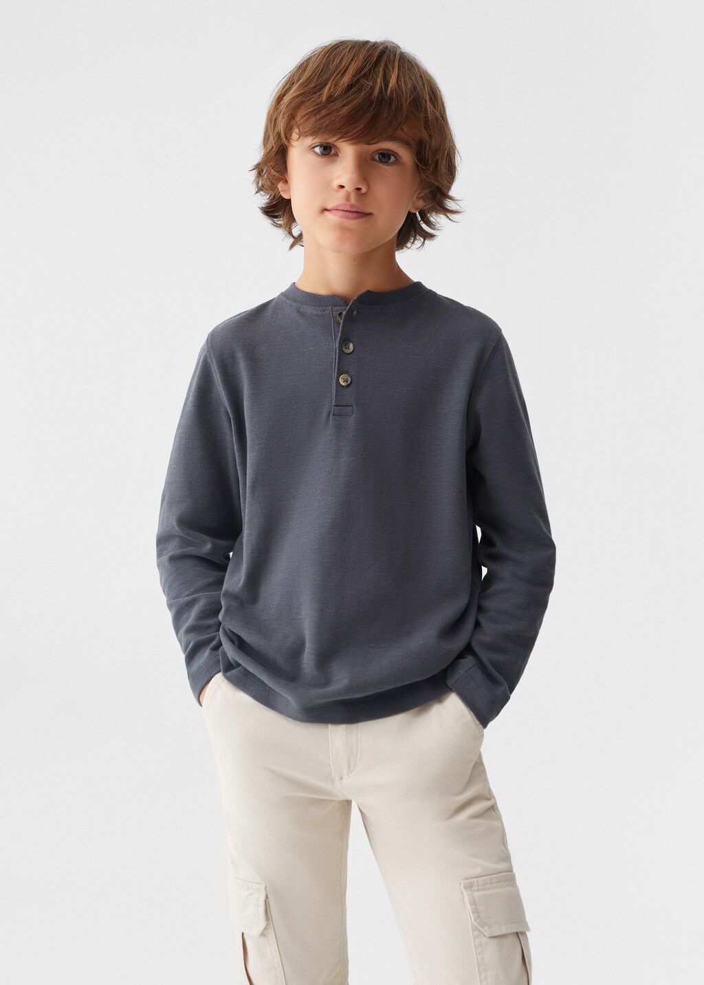 Buttoned long sleeve t-shirt - Medium plane