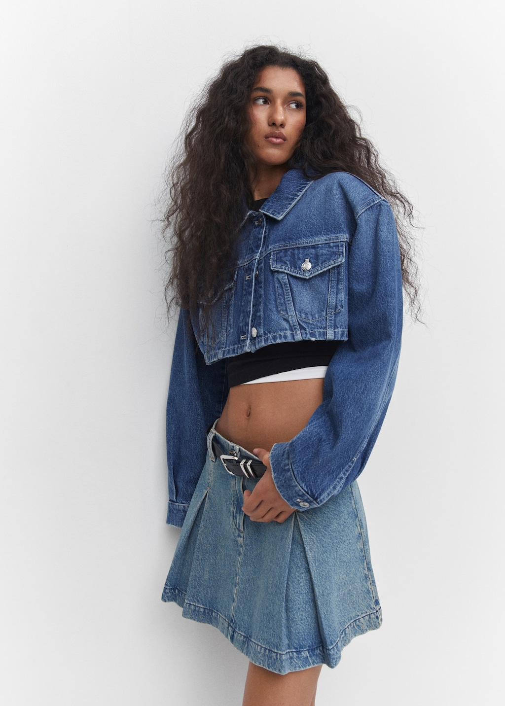 Pleated denim mini-skirt - Details of the article 2